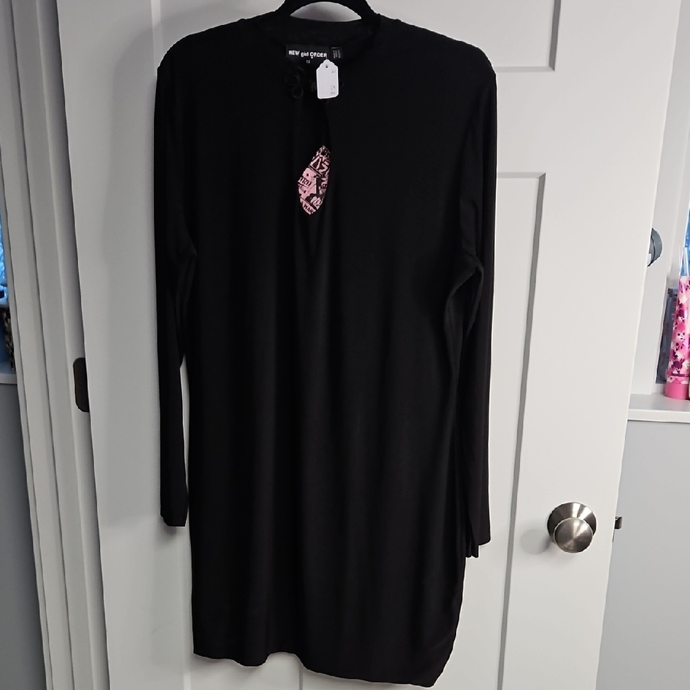 Dolls Kill New Girl Order  Black Long-Sleeve Shift Dress